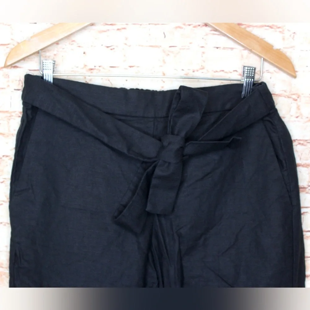 J. Crew | Black Linen Tie-Waist Women's Trousers